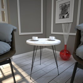 Hanah Home Sandalf - Marmo Mesa Auxiliar Blanco y Negro